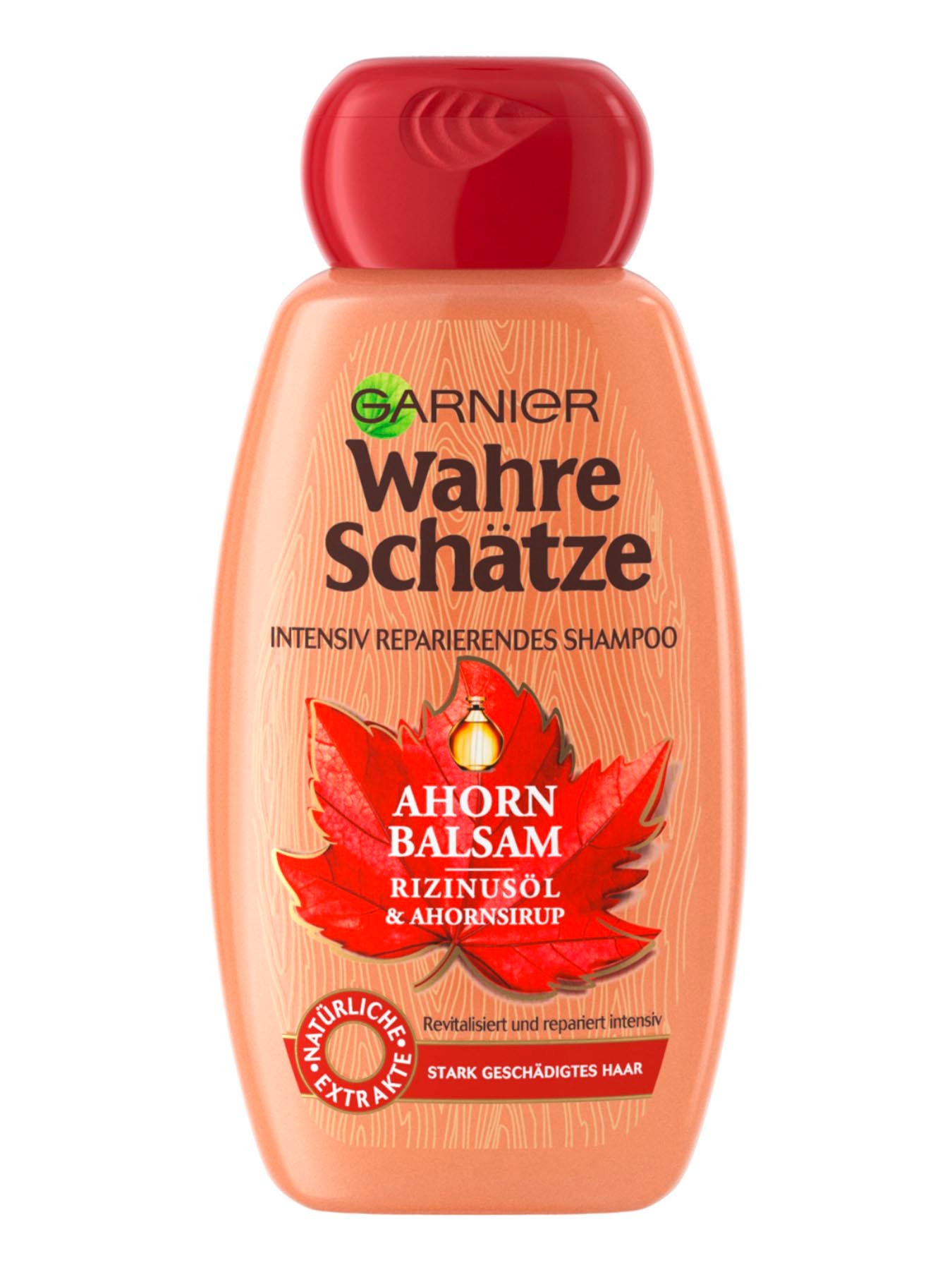 Intensiv-Reparierendes-Shampoo-Wahre-Schaetze-Ahorn-Balsam-Rizinusoel-250ml-Vorder-Garnier-De-gross